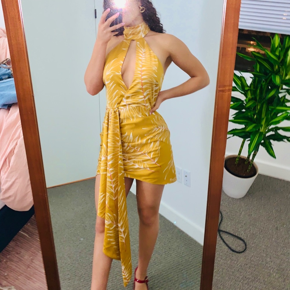 Revolve Tropical Floral Yellow Dress